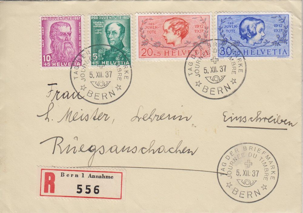Tag der Briefmarke 1937: Brief Serie Pro Juventute 1