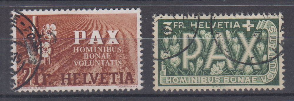 Schweiz 1945: PAX 2 Fr. + 3 Fr. - Kat. 280.-- 1