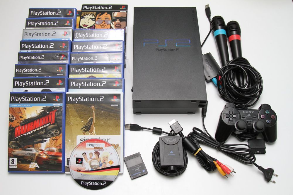 Playstation 2 (PS2) mit Kamera, Mikrophon und Spielen Kaufen auf Ricardo