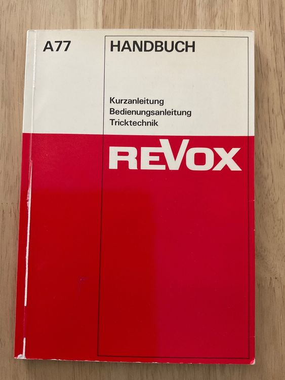 ReVox A77 Handbuch Kaufen auf Ricardo