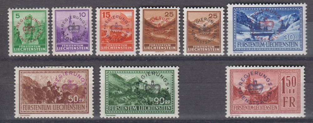 Liechtenstein 1934-37: Dienstmarken Landschaftsbilder * 1