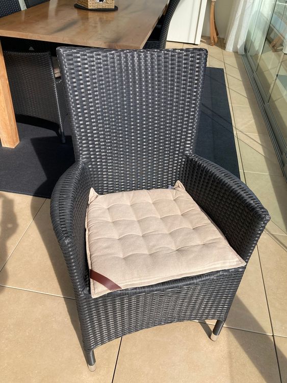 6er Set Gartenstühle Rattan schwarz Kaufen auf Ricardo