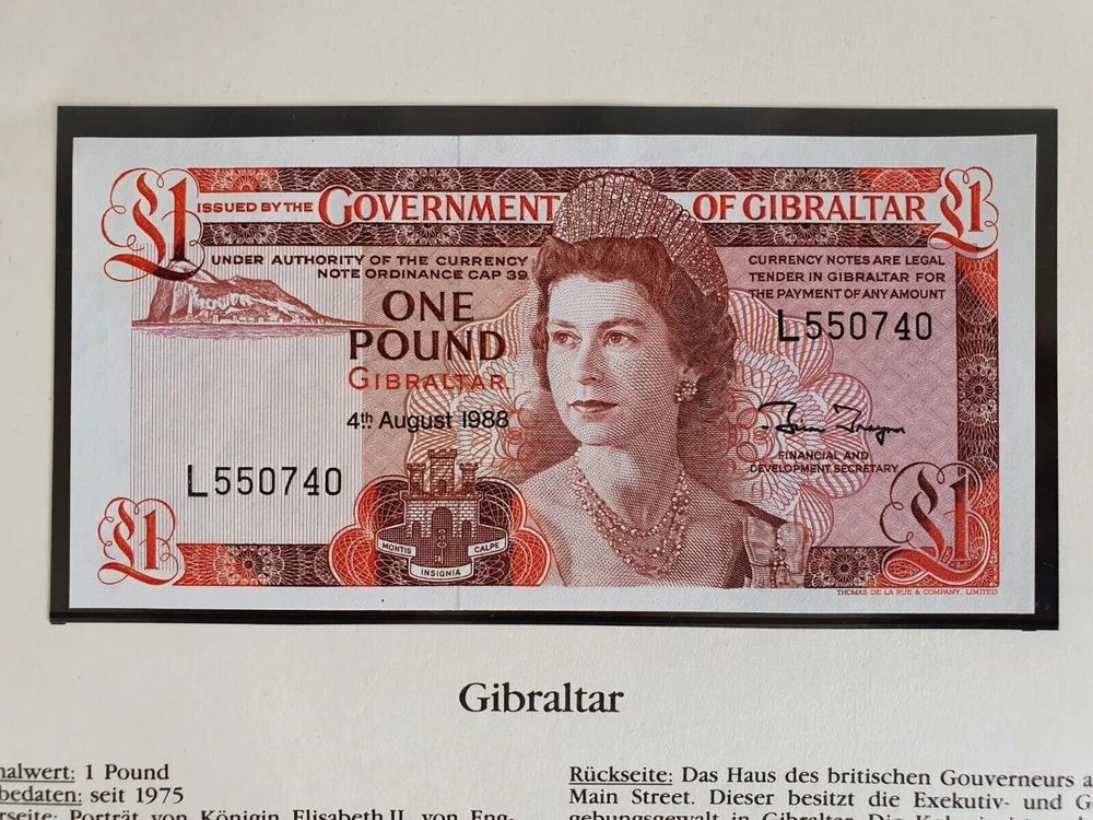 1 Pfund Pound Banknote Gibraltar unc. 1988 Queen Elizabeth Kaufen