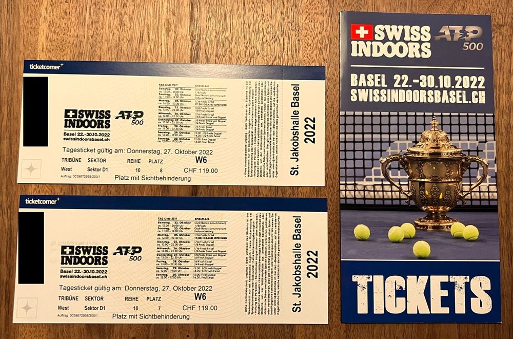 2 X Ticket Swiss Indoors Basel (Do, 27.10.2022) | Kaufen Auf Ricardo