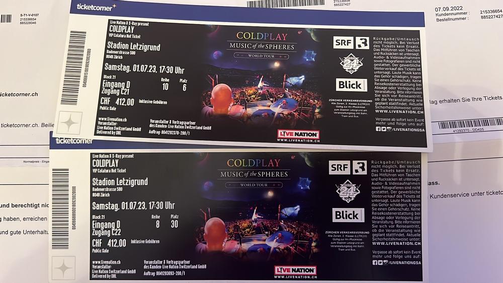 Coldplay Vip Tickets Kaufen auf Ricardo