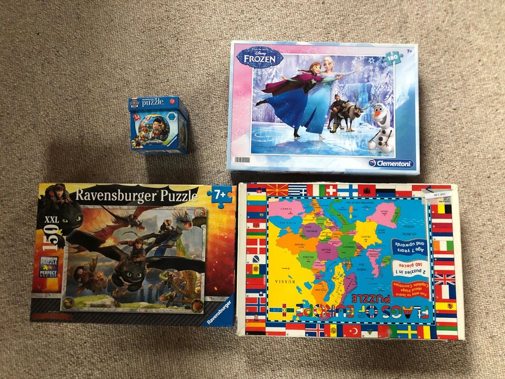 4 Puzzles 7+ Paw Patrol, Frozen, Dragons, Flags of Europe Kaufen auf