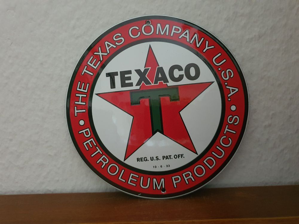 Emailschild Texaco Petroleum Motor Oil Emaille Schild Retro 1