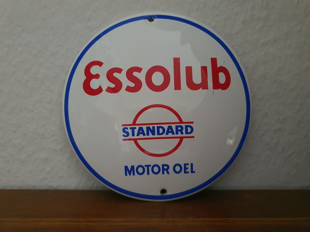 Emailschild Esso Motor Oel Emaille Schild Reklame Vintage 1
