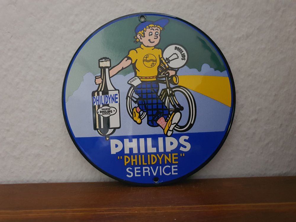 Emailschild Philips Glühbirne Emaille Schild Reklame Vintage 1
