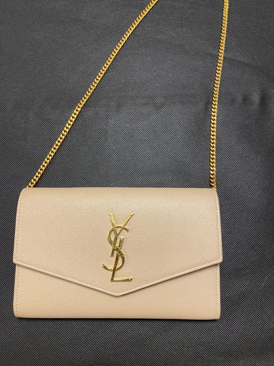 SAINT LAURENT Uptown grained leather bag WOC Beige 07.22 Kaufen auf