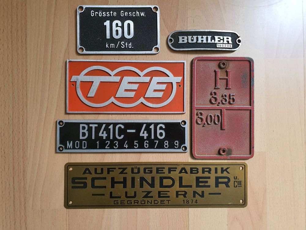 Alte Metallschilder Schindler TEE Schild Fabrik Design Retro 1