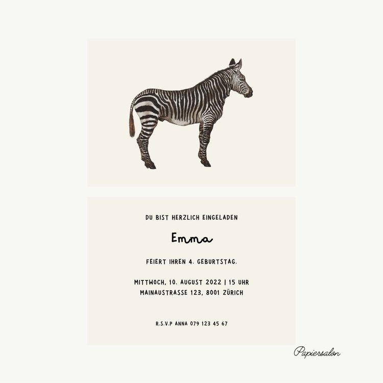 Geburtstagskarte Zebra Personalisiert Mit Namen A6