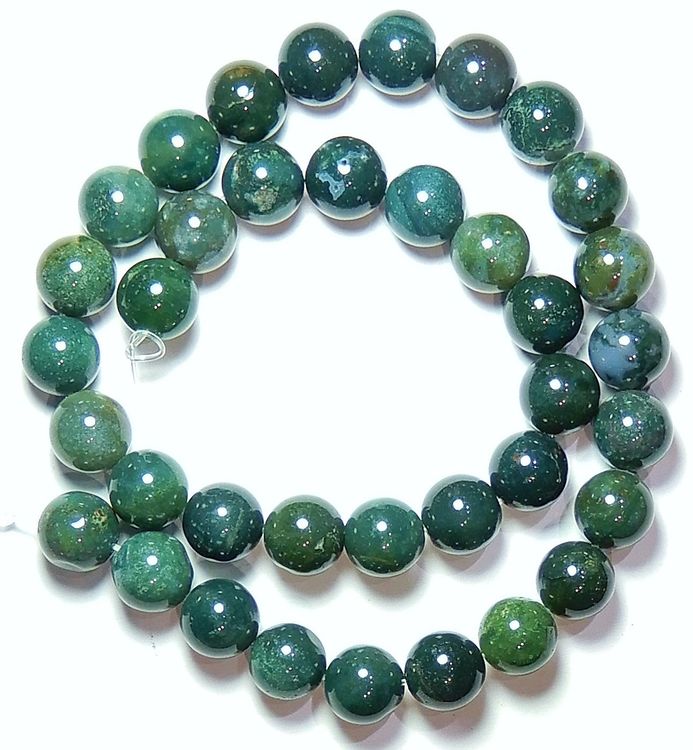 30 Premium Grüne Moosachat-Perlen 6 Mm Rund - Glänzend, Loch 1mm, Für Schmuckherstellung