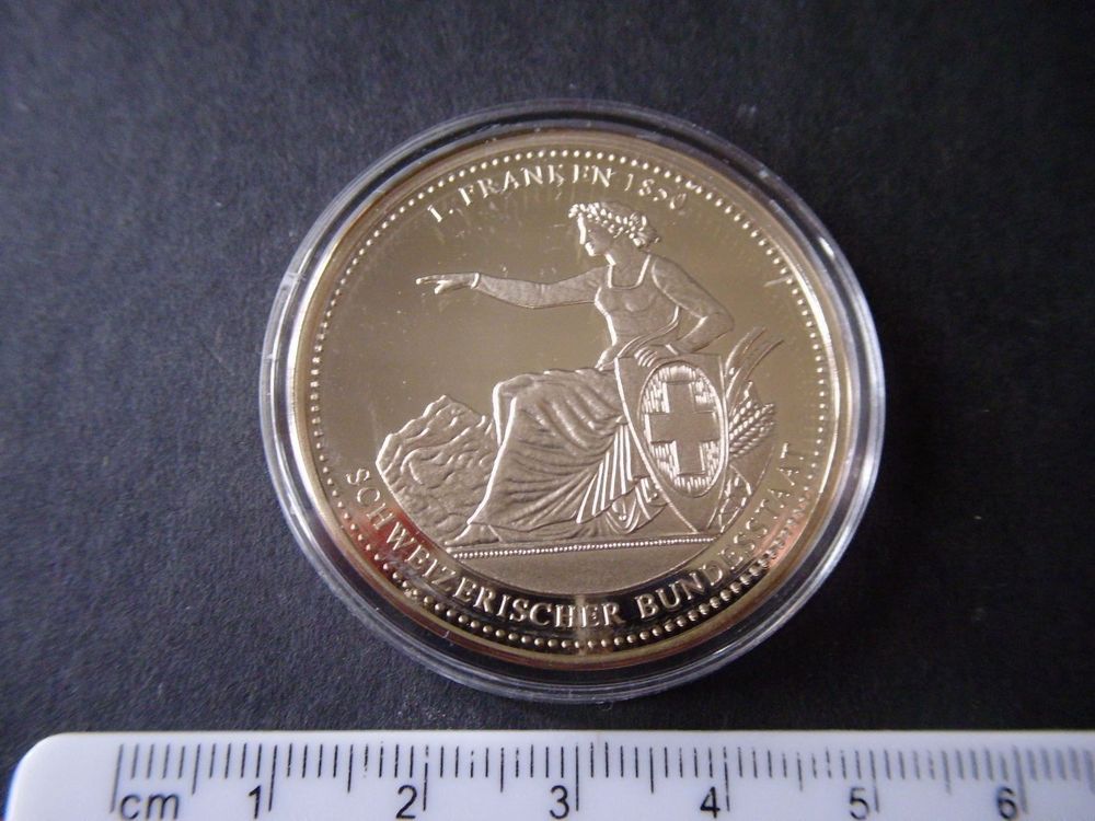 versilberte Medaille PP in Schutzhülse 1. Franken 1850 1