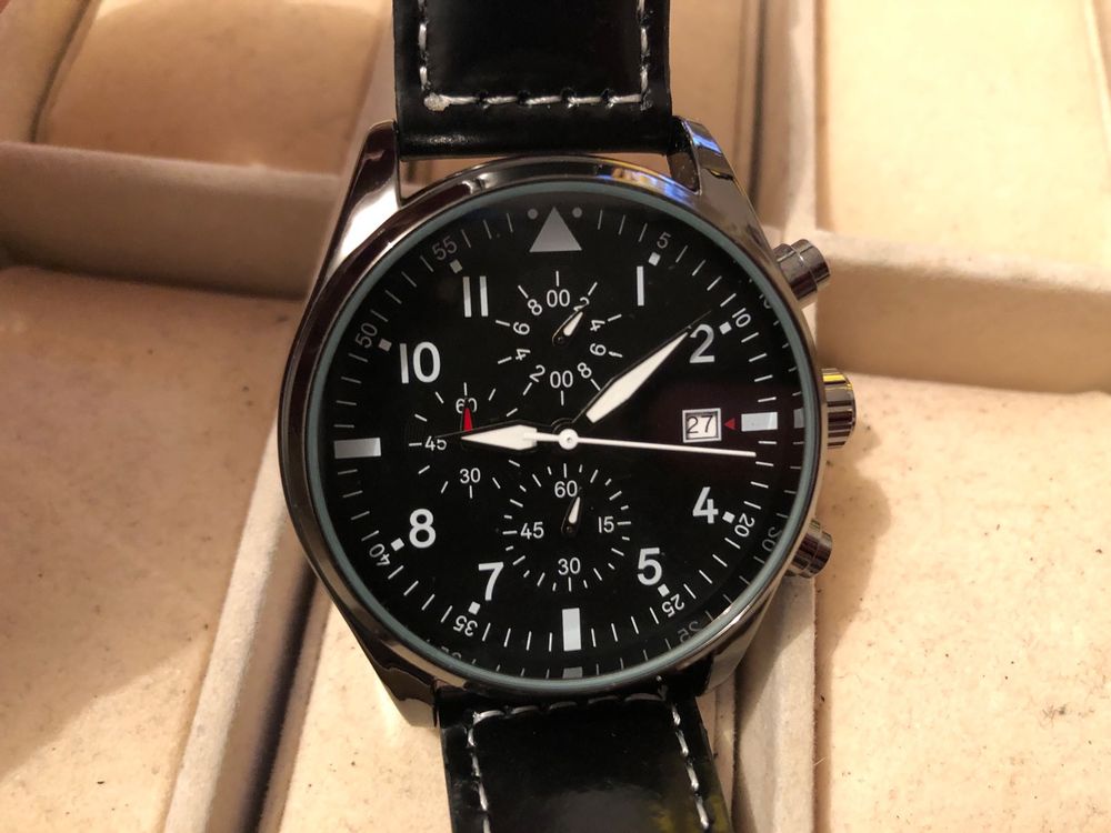 Montre Pilote Aviator Pour Homme - Style Élégant Avec Date - Idée Cadeau Originale