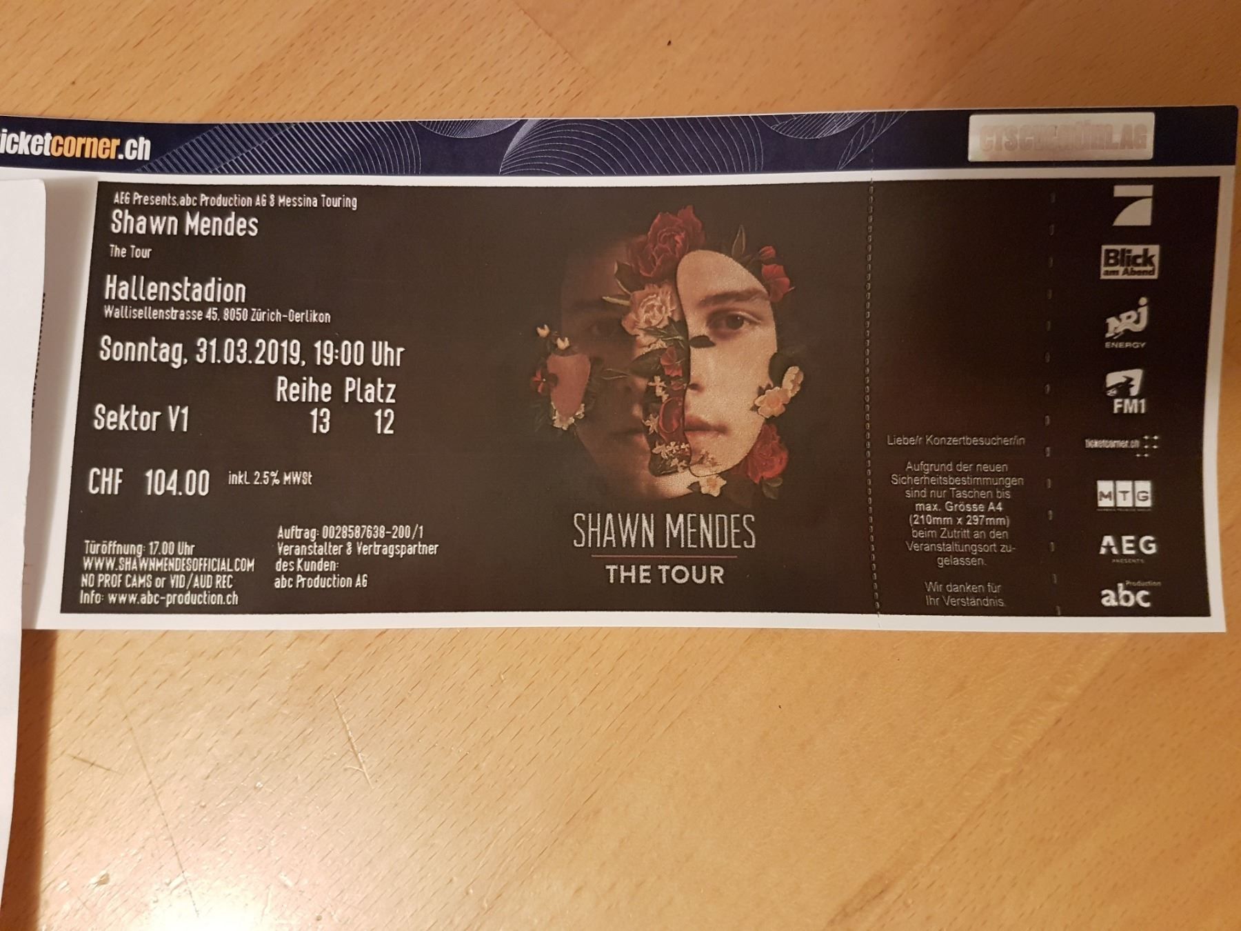 Shawn Mendes Ticket / Sektor V1 Kaufen auf Ricardo