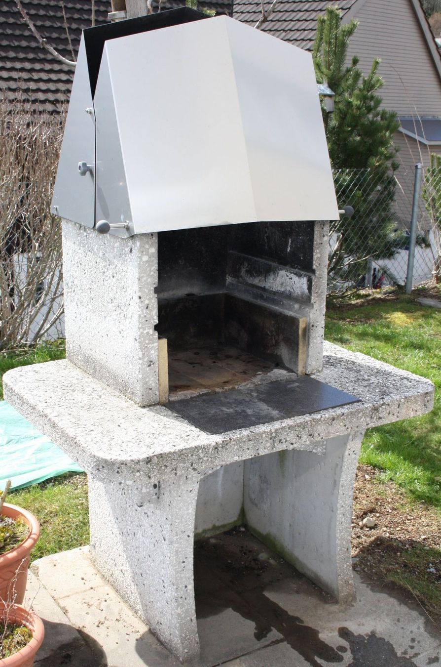 GartenCheminee aus Stein mit Stahlkamin kaufen auf Ricardo