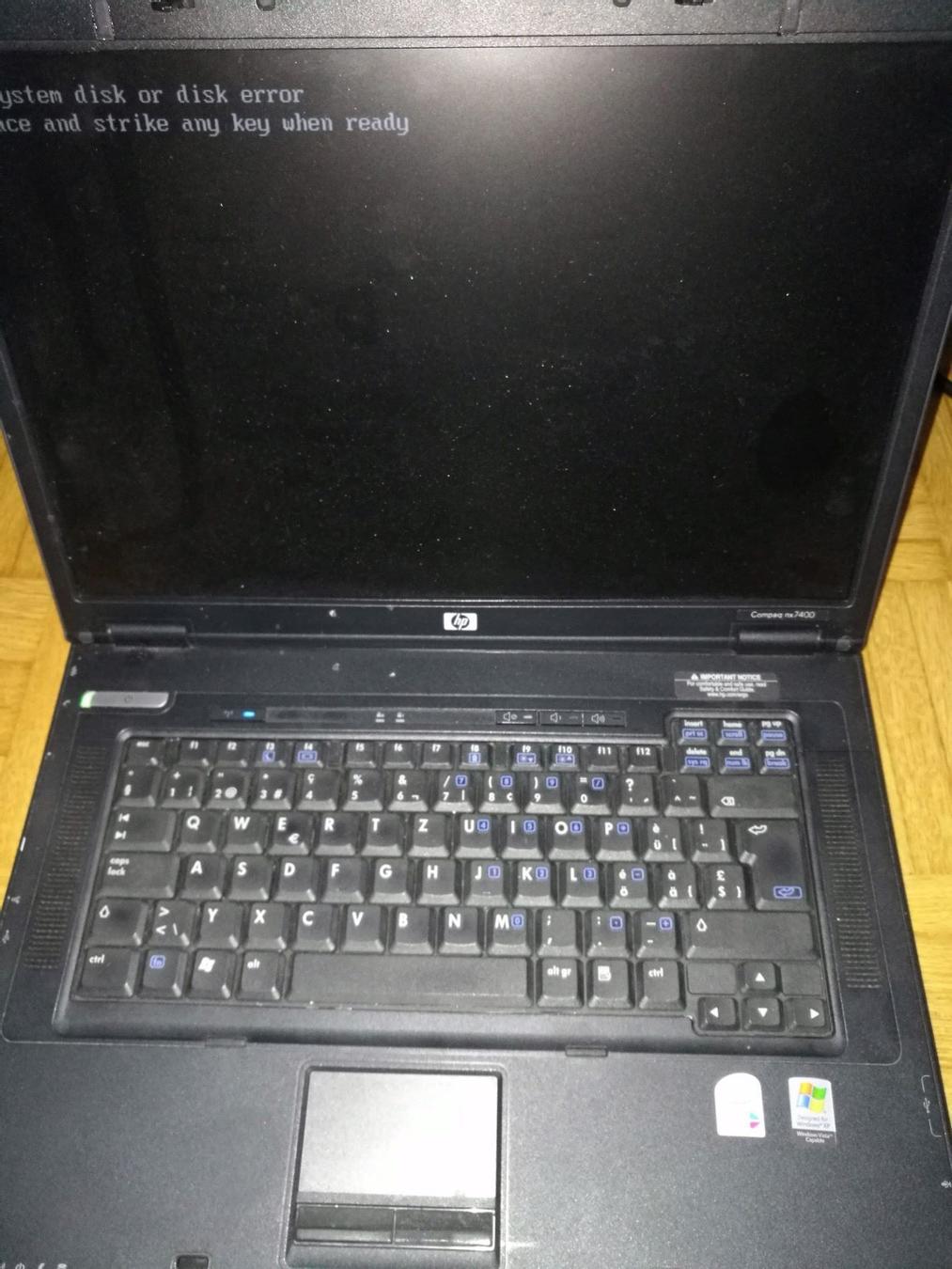 Hp compaq nx7400 не включается