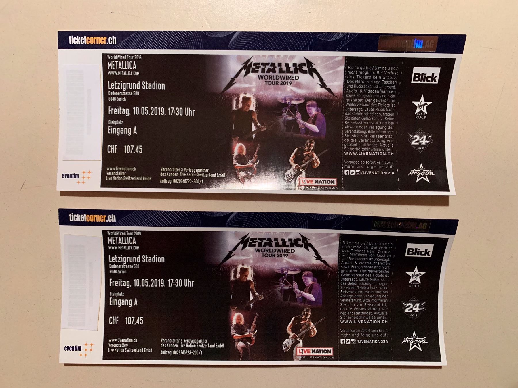 2 Metallica Tickets kaufen auf Ricardo