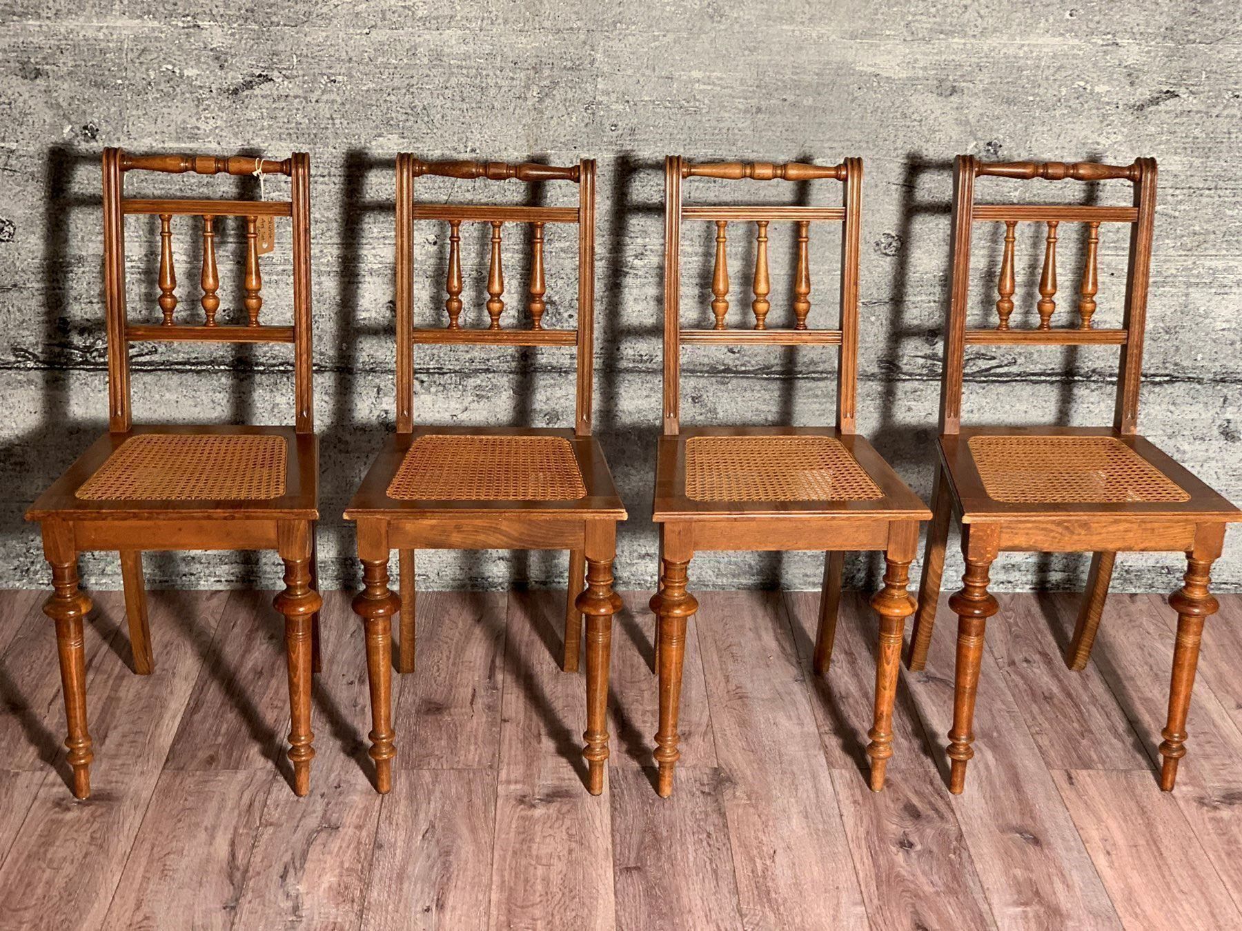 Antike Stuhle Mit Geflecht 4 Gleiche Kaufen Auf Ricardo