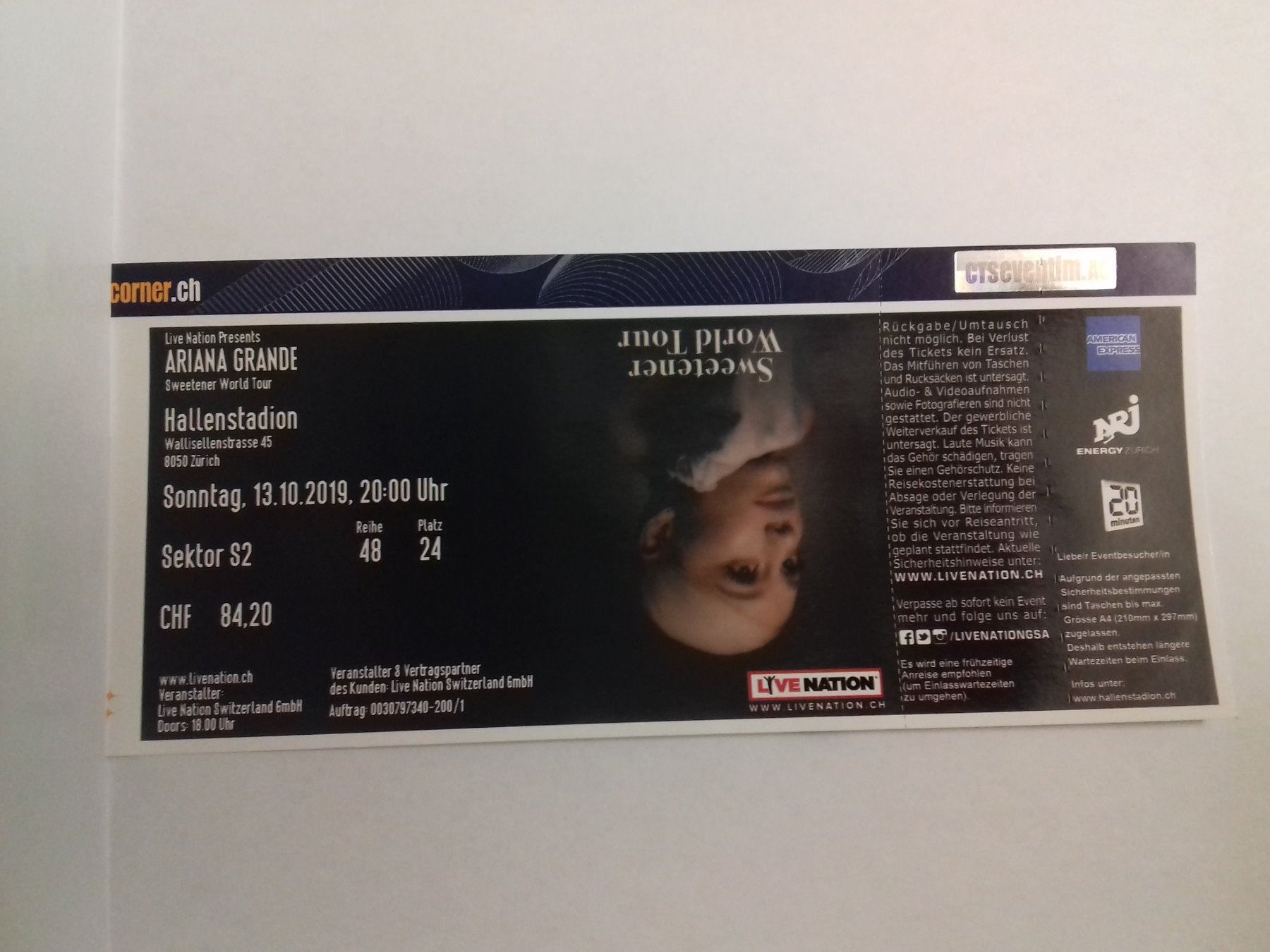 Ariana Grande 1 Sitzplatz Zürich Acheter Sur Ricardo