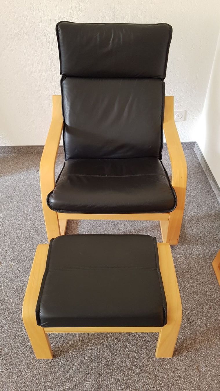 Sessel mit Hocker / Stuhl aus Leder kaufen auf Ricardo