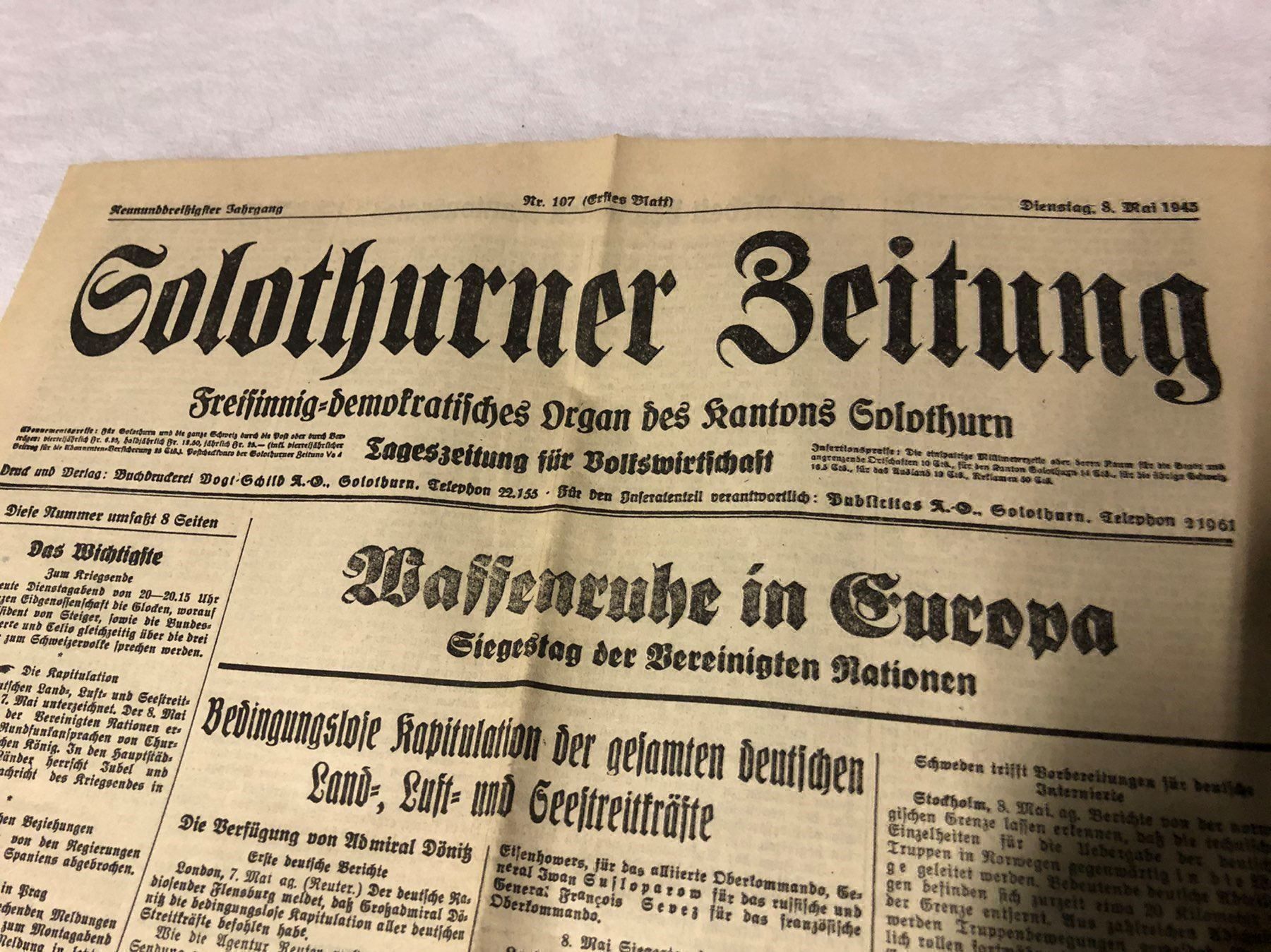 Solothurner Zeitungen Alte Schrift 3945 Kaufen Auf Ricardo 