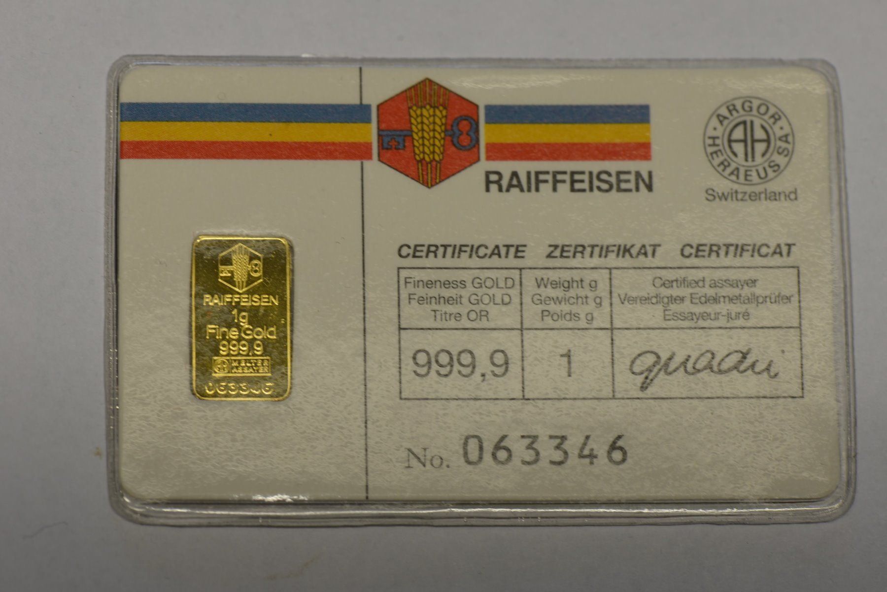 1g Goldbarren Raiffeisen Comprare su Ricardo