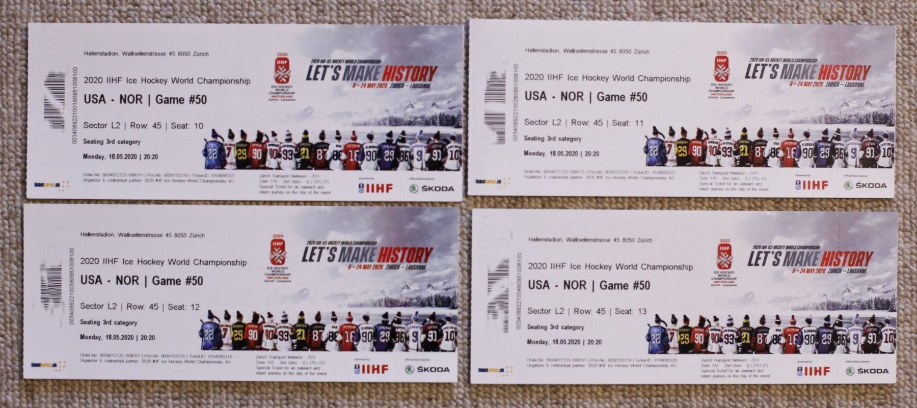 4 Tickets Hockey-WM USA-Norwegen 18.5.20 | Kaufen auf Ricardo