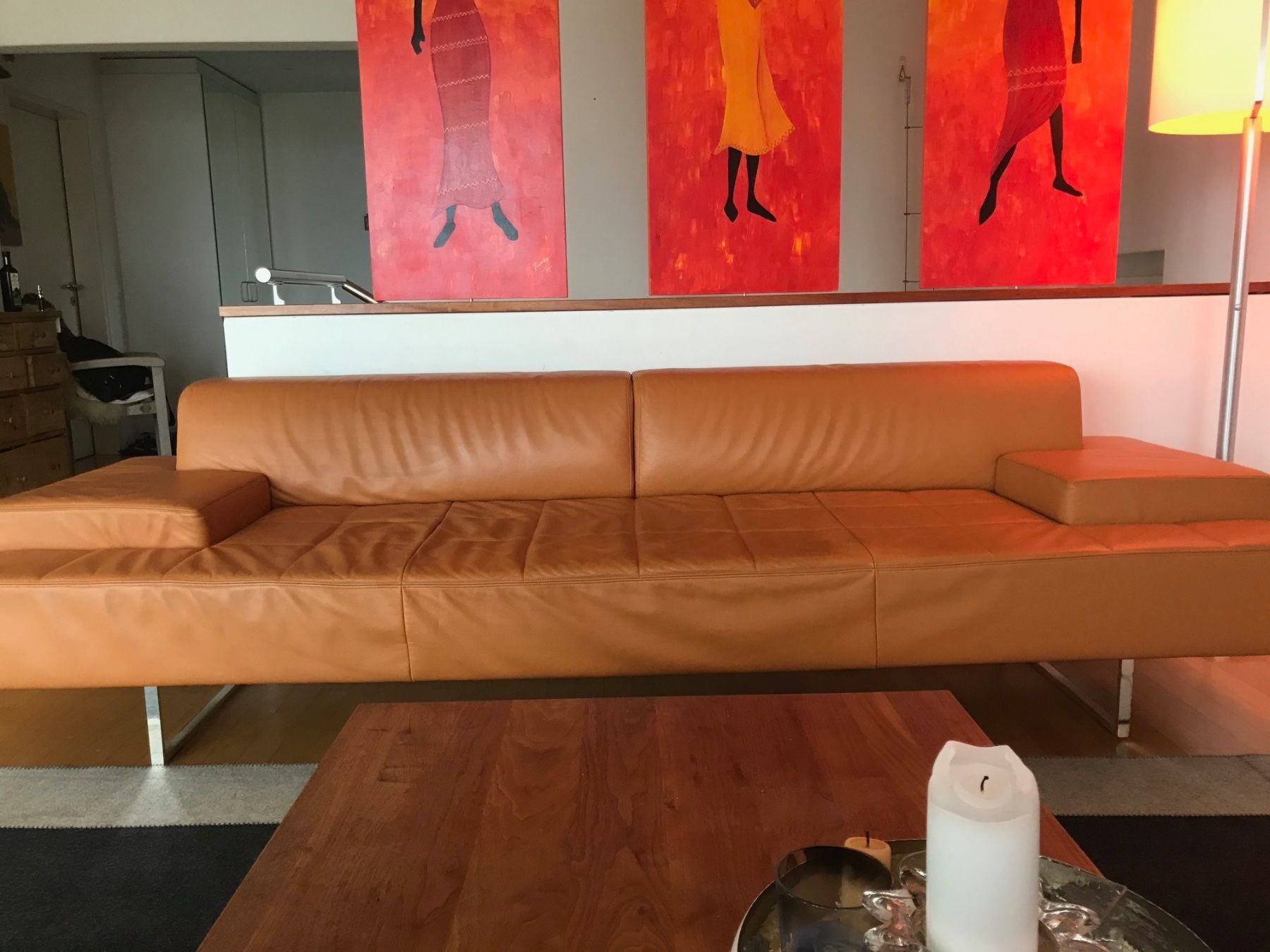 Designer Leder-Sofa orange | Kaufen auf Ricardo