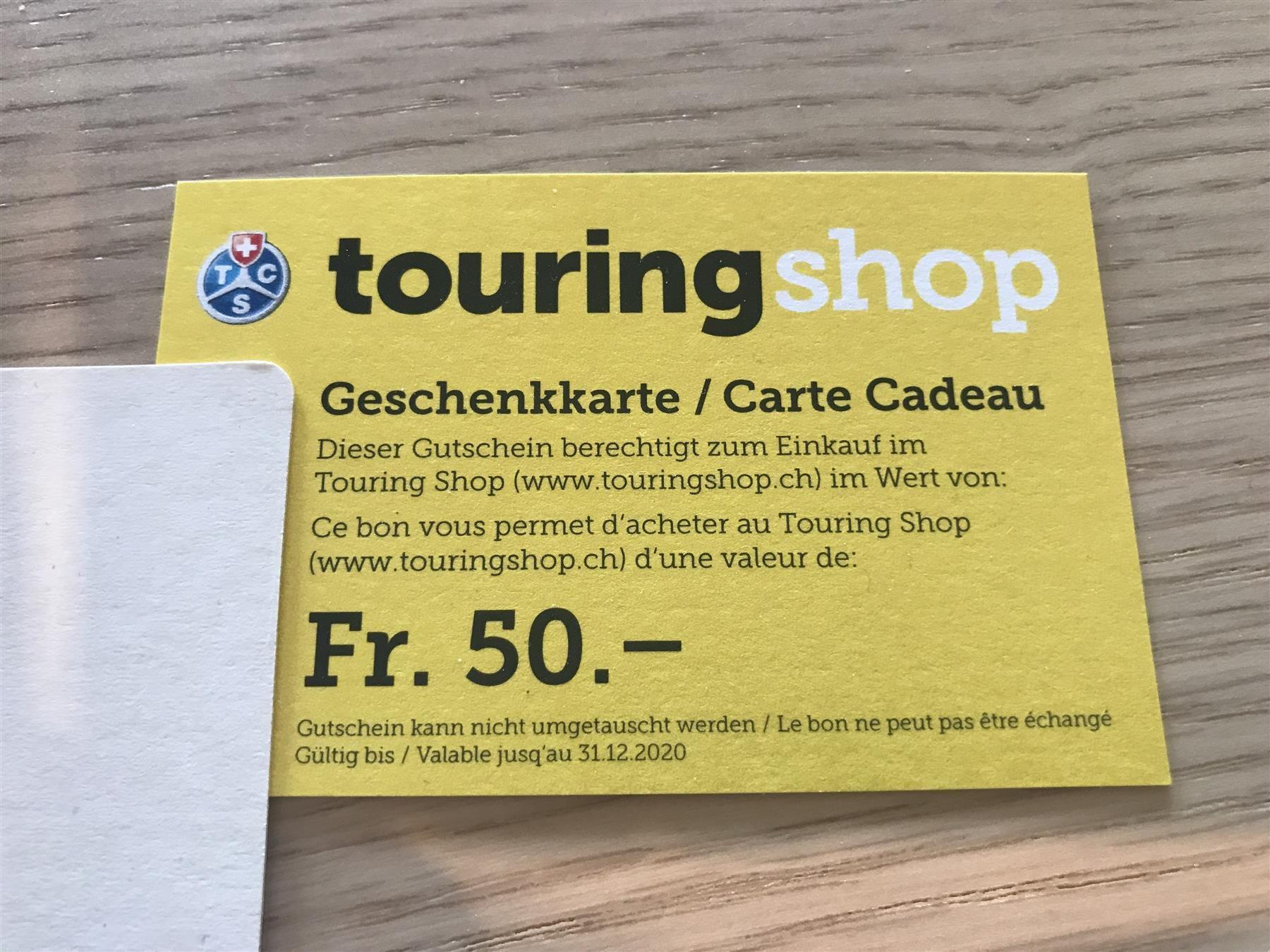 Touring Shop Gutschein 50.- hier ab 1.-! | Kaufen auf Ricardo