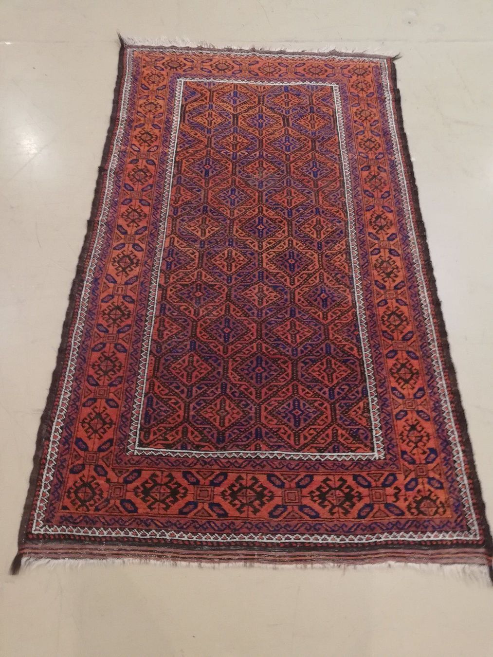 Antik Handgeknüpfter Orientteppich Afghan art déco carpet 