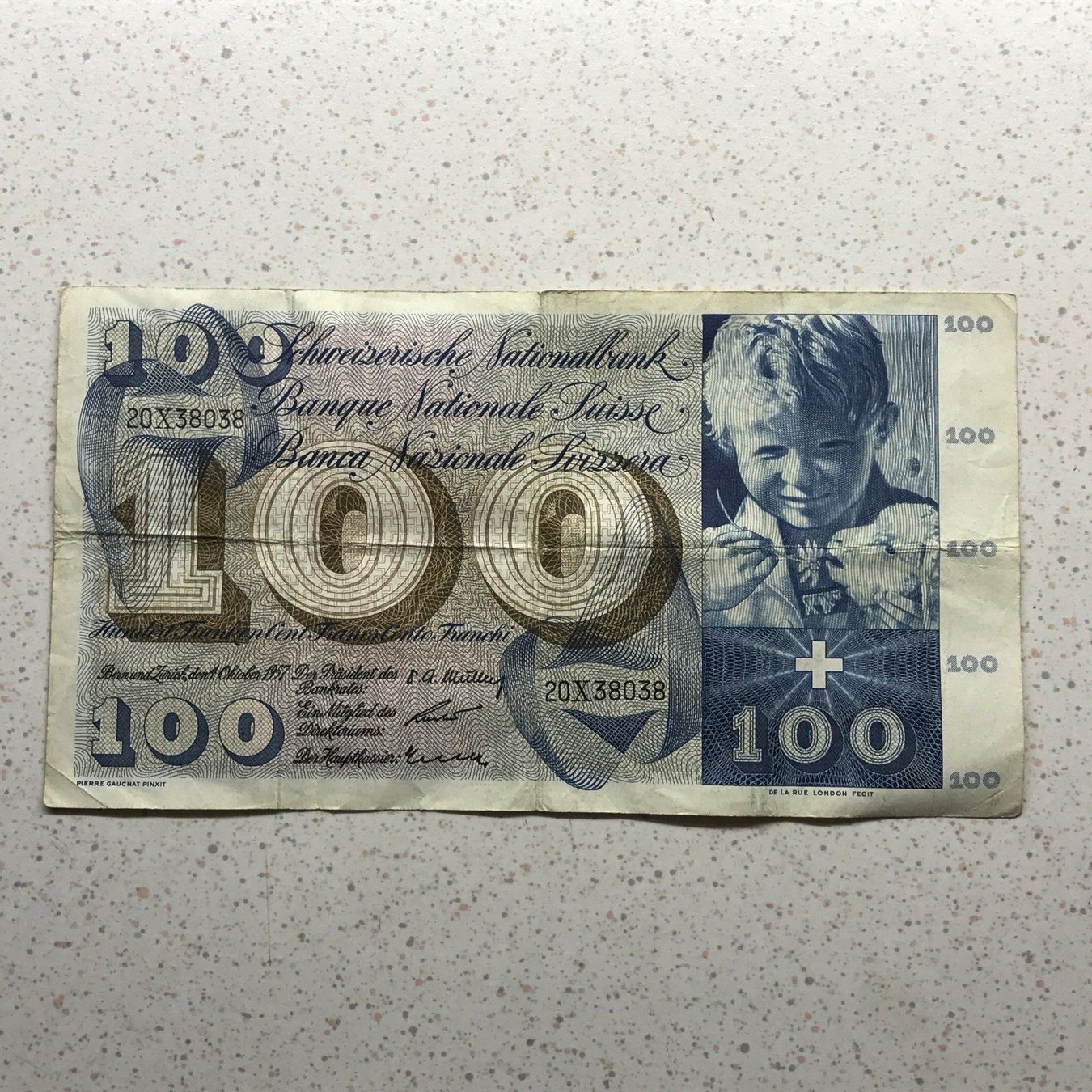 Schweiz: Alte 100-Franken-Note 1957 ! | Kaufen auf Ricardo