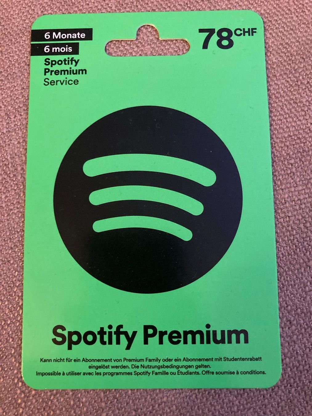 Spotify Premium Karte Wert 78.- | Kaufen auf Ricardo