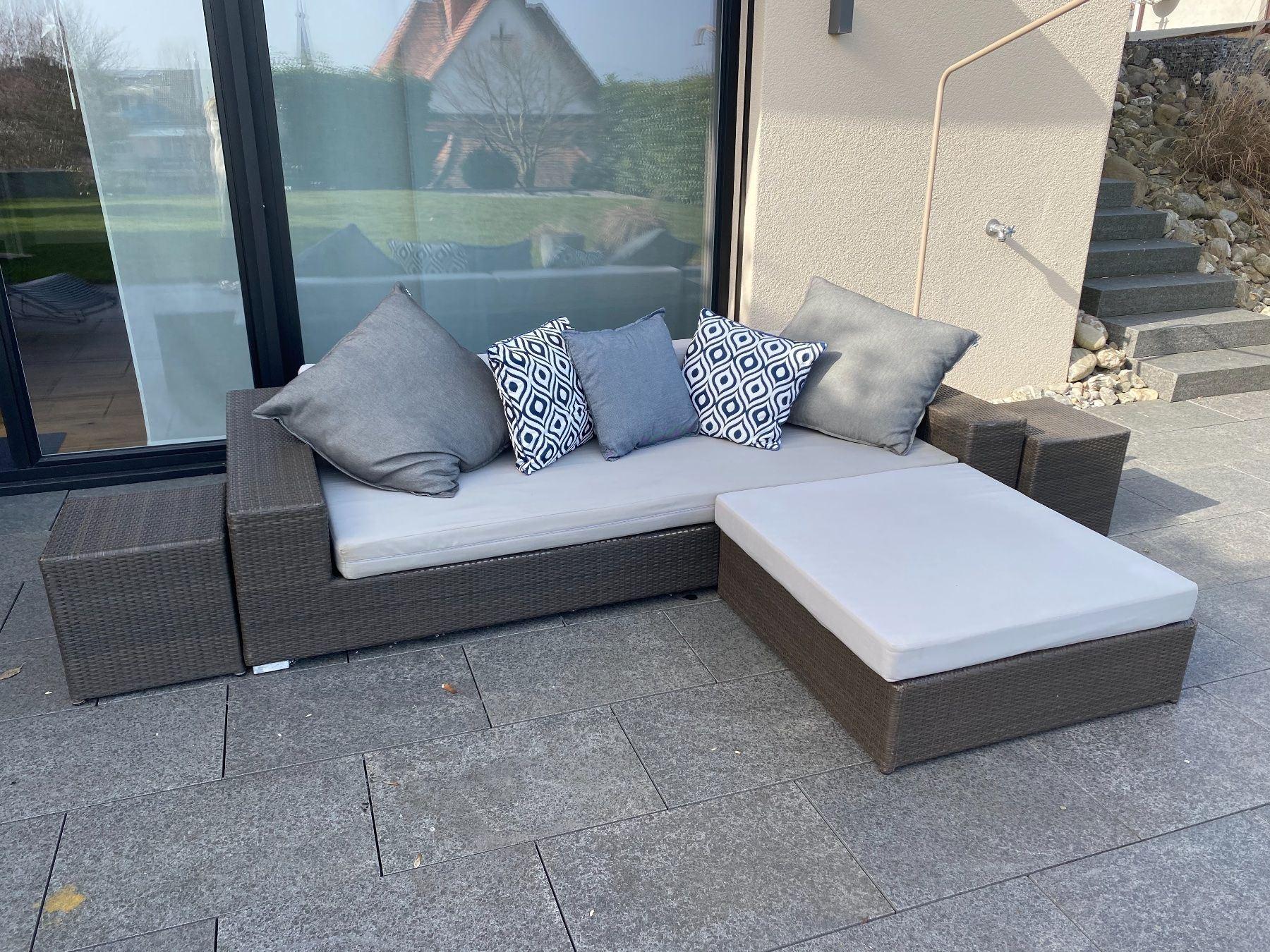 Garten Lounge Rattan braun mit Kissen Kaufen auf Ricardo