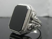 antik Silber Ring 800 Siegel/Onyx Gr.52