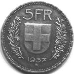 5 Franken 1937 (Replica) Randschrift