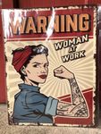 Warning woman at work Frauen power 50s