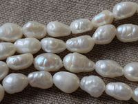 Süßwasser-Natur-Perlen-Kette 53 cm lang 1 Stück Neu F Weiß Zucht-Perlen-Ketten