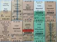 10 Edmondsonsche Billette von 1984 von Schweizer Bahnen