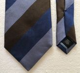 Schöne Hemley Krawatte 100% Seide Blau Braun gestreift