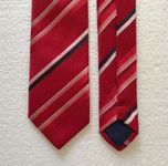 Krawatte 100% Seide Rot gestreift Top Zustand
