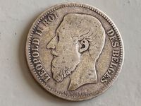 1866 2 Francs Belgien Silbermünze