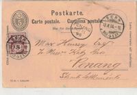 CH Ganzsache Postkarte Bern Penang  1895