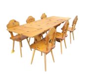 Alter Bündner Arvenholz Tisch & 6 Stühle,  Arve Küchen Möbel