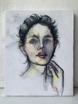 Bild Zeichnung Gemälde auf Leinwand Portrait Frau Mädchen