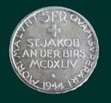 Schweiz 5 Franken Silber Jahrgang 1944 St. Jakob