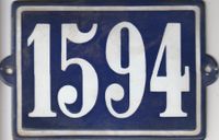 Alte Email Hausnummer -Schild 1594