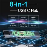 HUB à 8 ports, vers type C, USB-3, TFT, HDMI 4K, USB-C