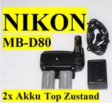 Nikon MB-D80 Batteriegriff + 2x En-EL3e Akku D90 D80 Kamera